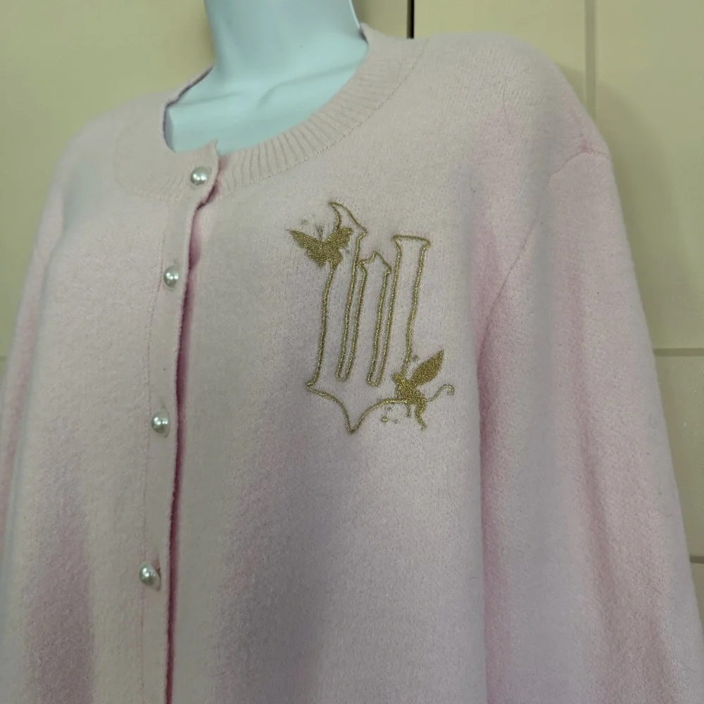 WICKED Paul Tazewell Soft Pink Glinda Button Front Cardigan Sweater Size X-Large - Picture 3 of 14